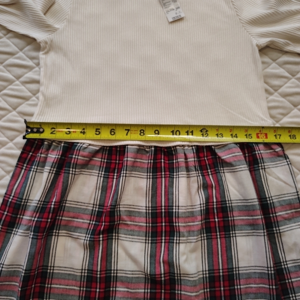 The Children's Place Girls' Long Sleeve Plaid Ribbed Fit and Flare Dress.Size 16 - Picture 12 of 13